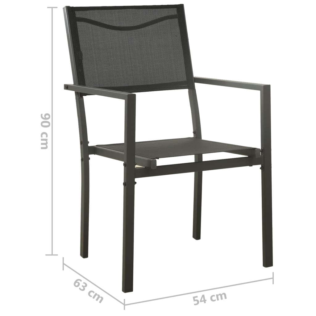 vidaXL 4 db fekete és antracitszürke textilén és acél kerti szék