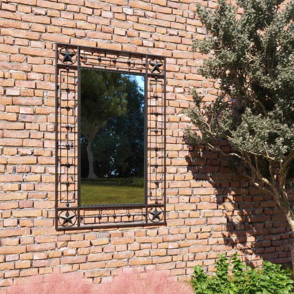 vidaXL téglalap alakú fekete kerti falitükör 50 x 80 cm