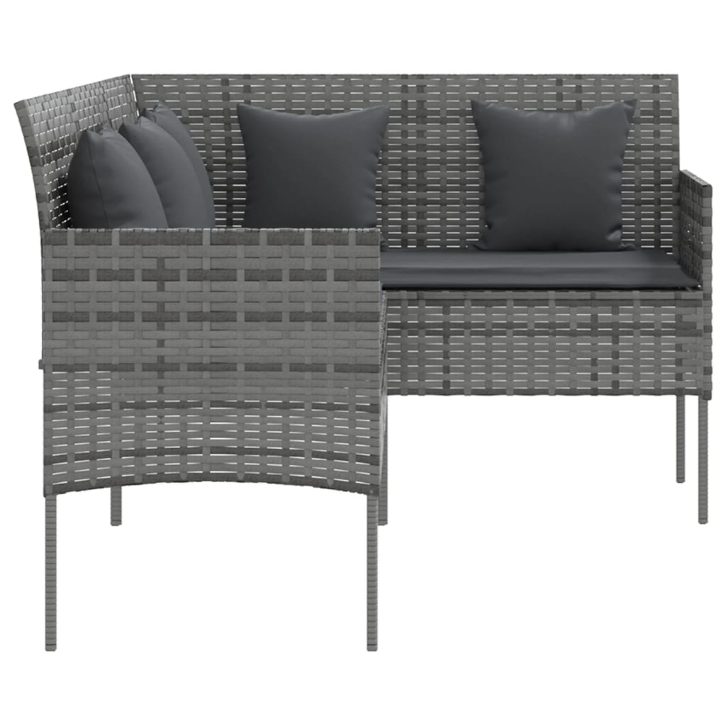 vidaXL szürke polyrattan L-alakú kanapé párnákkal