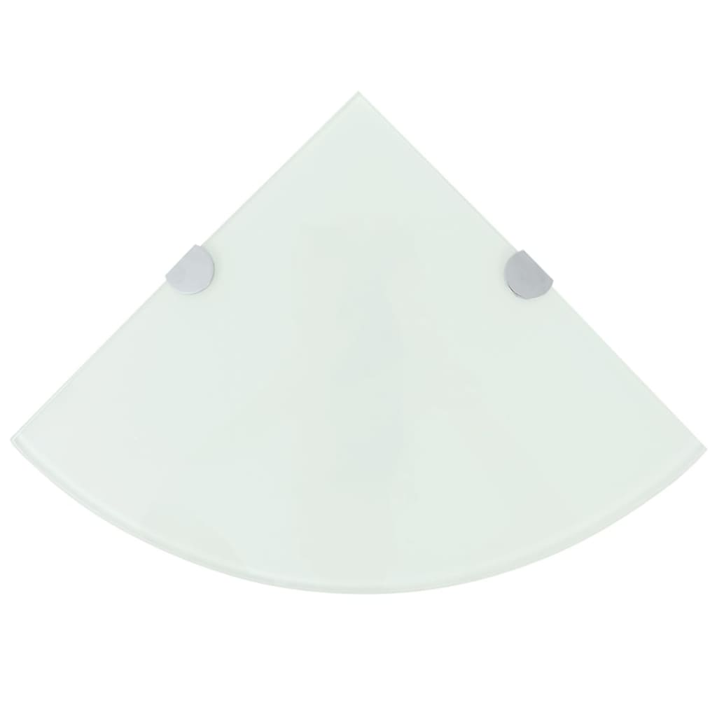 vidaXL Fehér üveg sarokpolc króm tartóval 25x25 cm