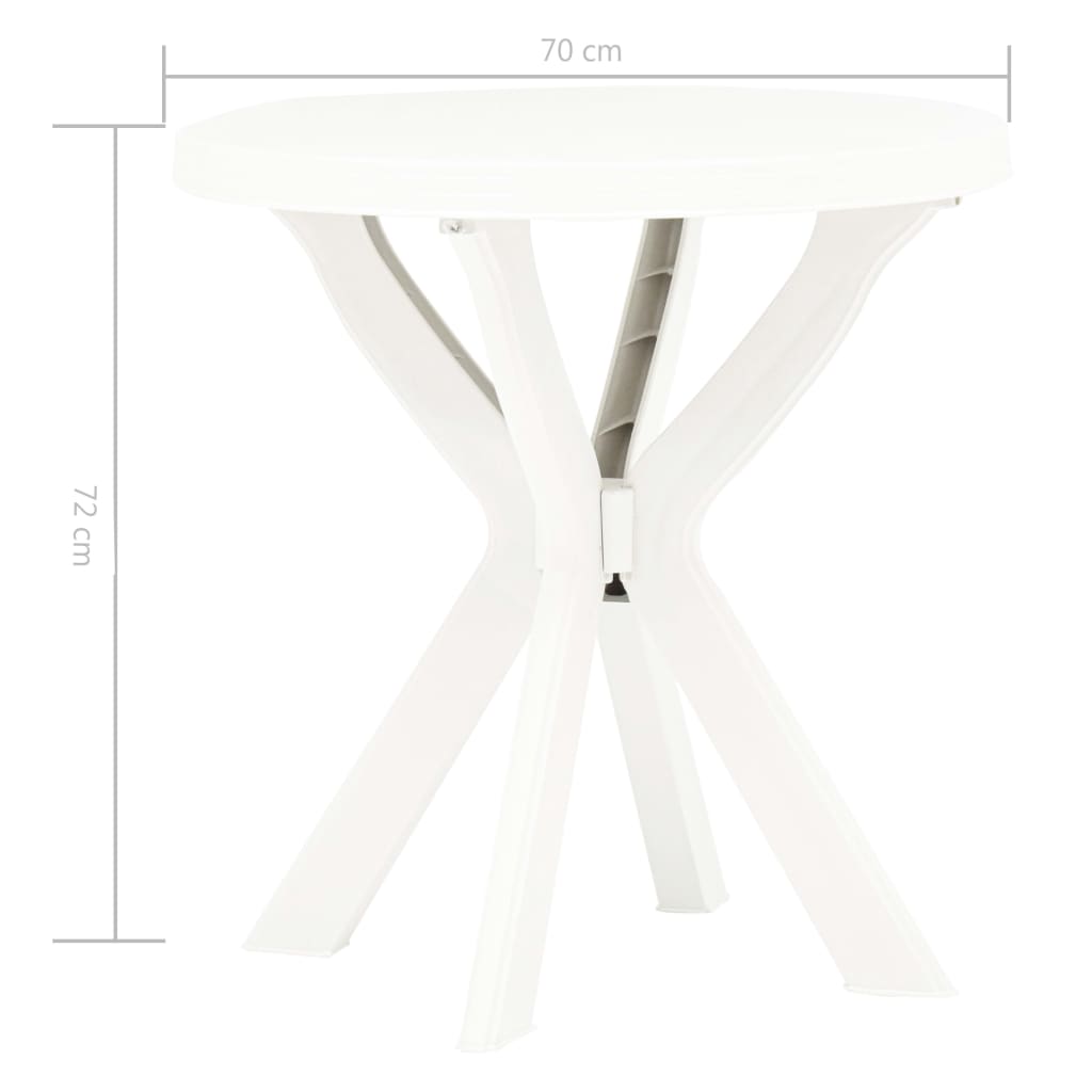 vidaXL fehér műanyag bisztróasztal Ø70 cm