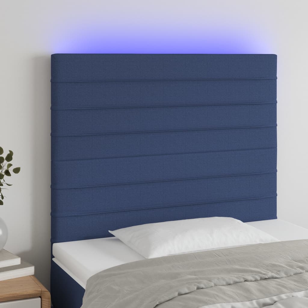 vidaXL kék szövet LED-es fejtámla 100x5x118/128 cm