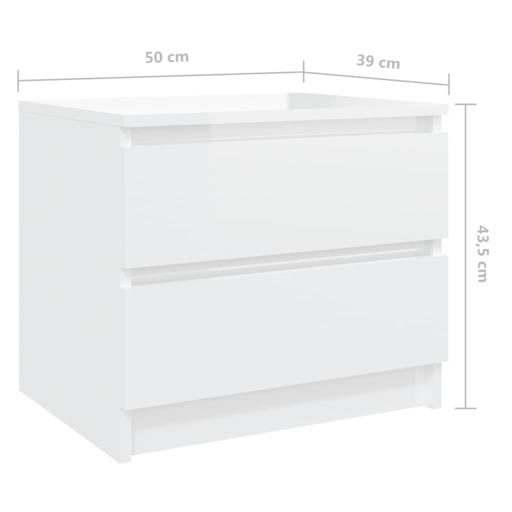 vidaXL magasfényű fehér forgácslap éjjeliszekrény 50 x 39 x 43,5 cm