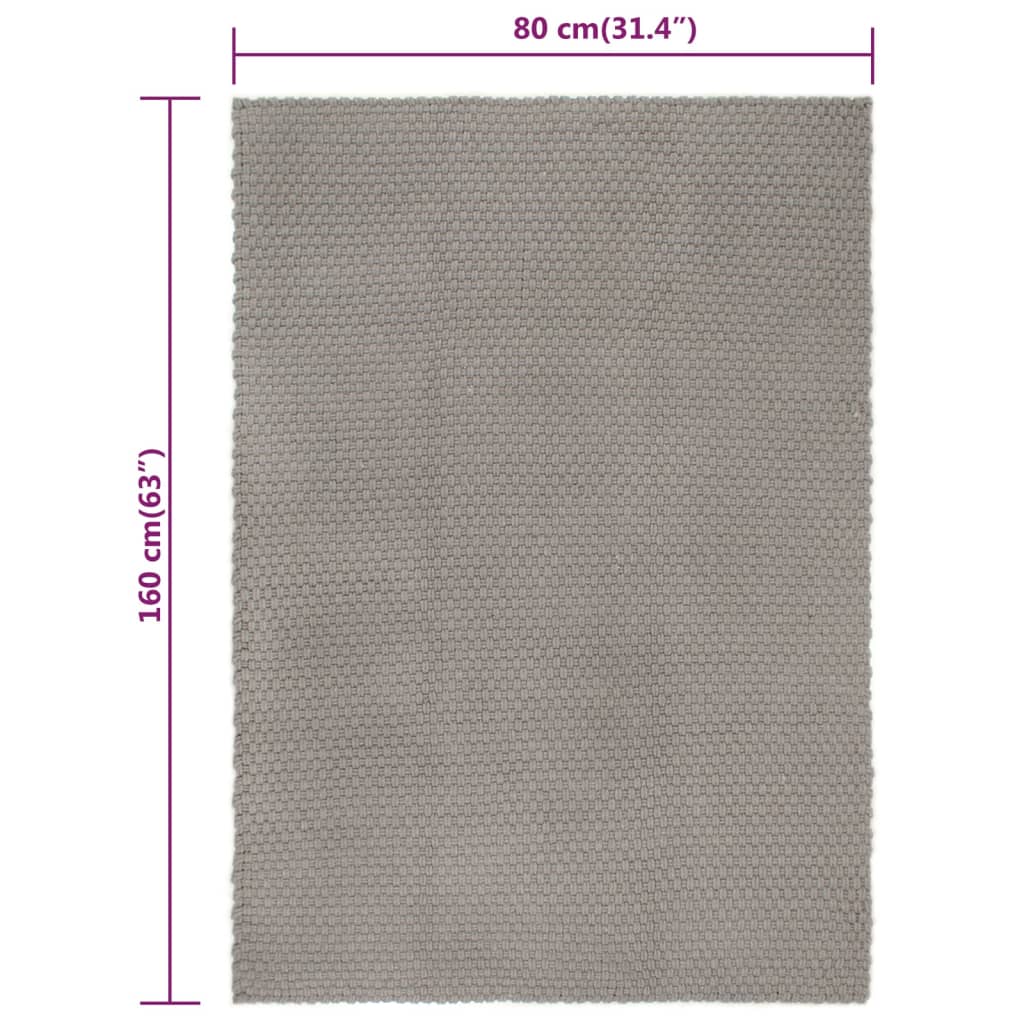 vidaXL négyszögletes szürke pamut szőnyeg 80 x 160 cm