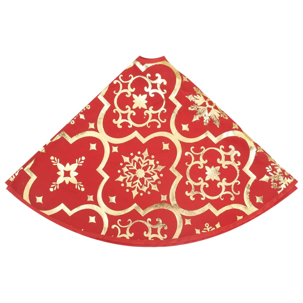vidaXL fényűző piros szövet karácsonyfatalp-takaró zoknival 150 cm