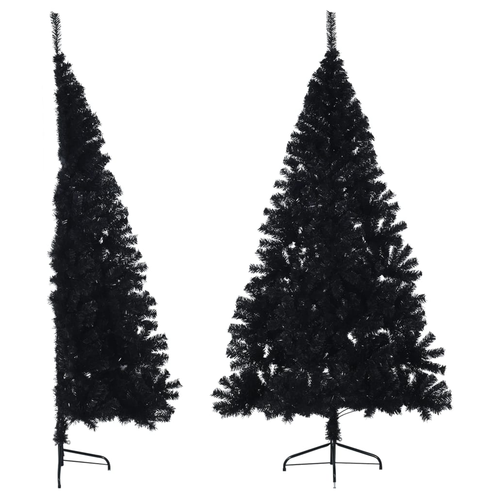 vidaXL fekete PVC fél műkarácsonyfa állvánnyal 240 cm