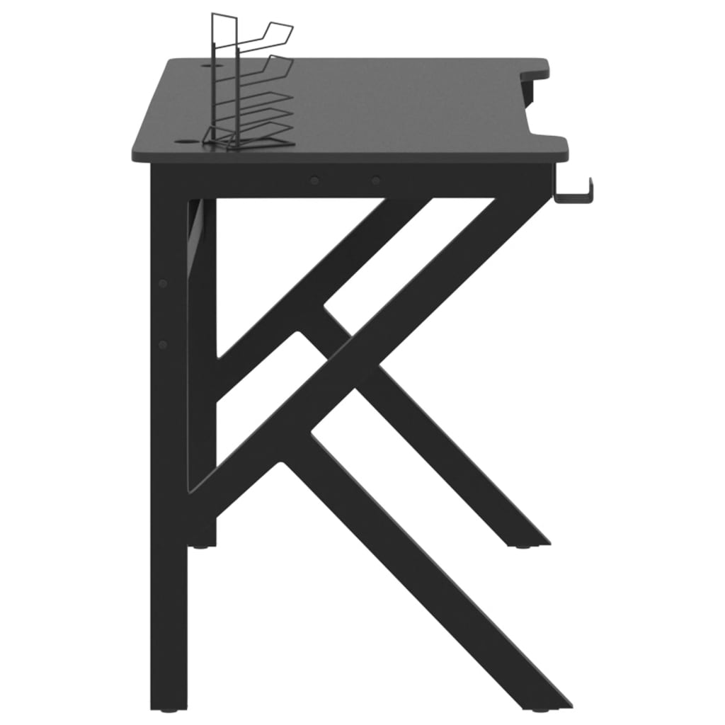 vidaXL fekete K-lábú gamer asztal 110 x 60 x 75 cm