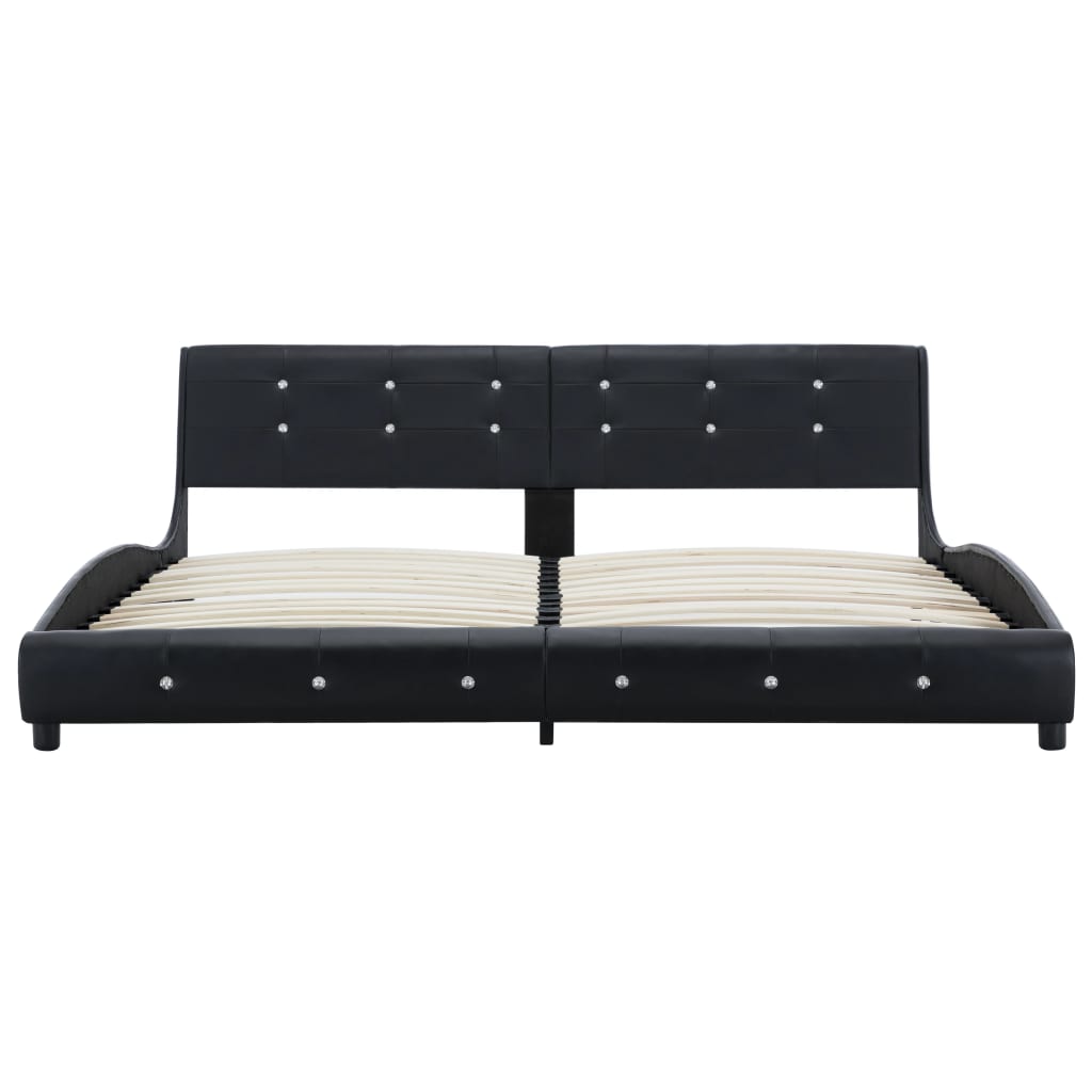 vidaXL fekete műbőr ágy memóriahabos matraccal 180 x 200 cm