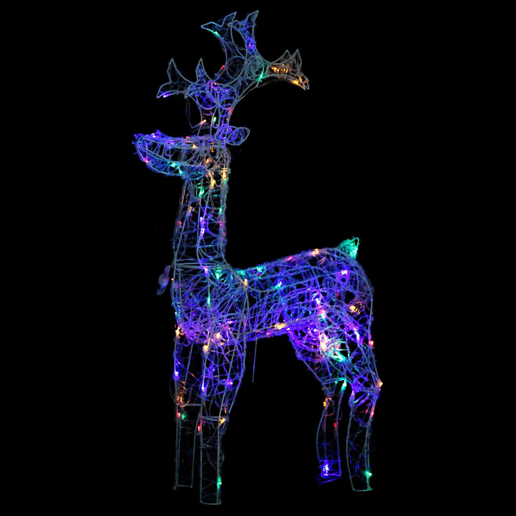 vidaXL akril rénszarvasos karácsonyi dekoráció 90 LED-del 60x16x100 cm