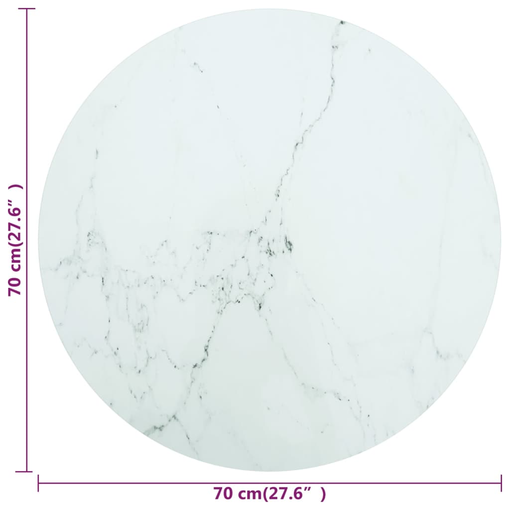 vidaXL fehér edzett üveg asztallap márványdizájnnal Ø70 x 0,8 cm