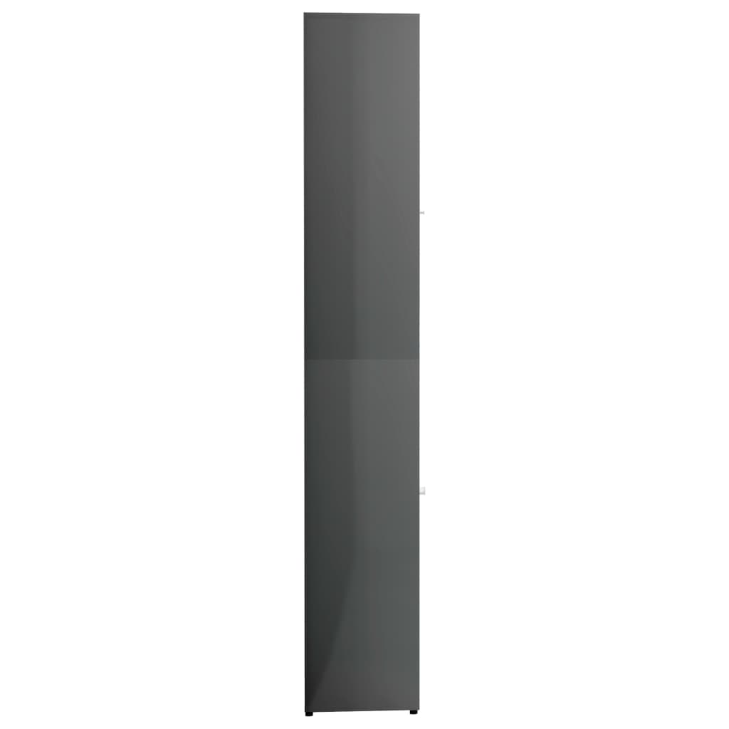 vidaXL magasfényű szürke forgácslap fürdőszobaszekrény 30x30x183,5 cm