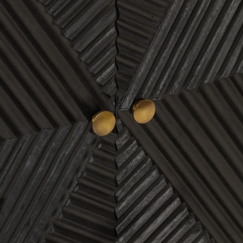 vidaXL fekete tömör mangófa és vas tálalószekrény 55 x 30 x 76 cm