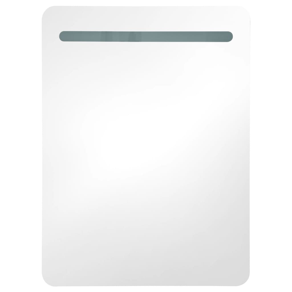 vidaXL fehér, tölgyszínű LED-es tükrös fürdőszobaszekrény 60x11x80 cm