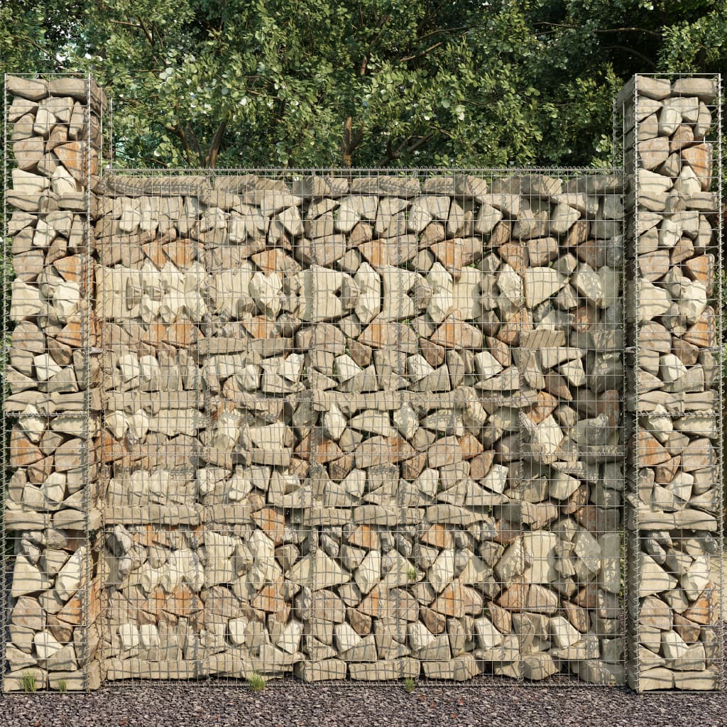 vidaXL horganyzott acél gabion fal fedéllel 600 x 50 x 200 cm