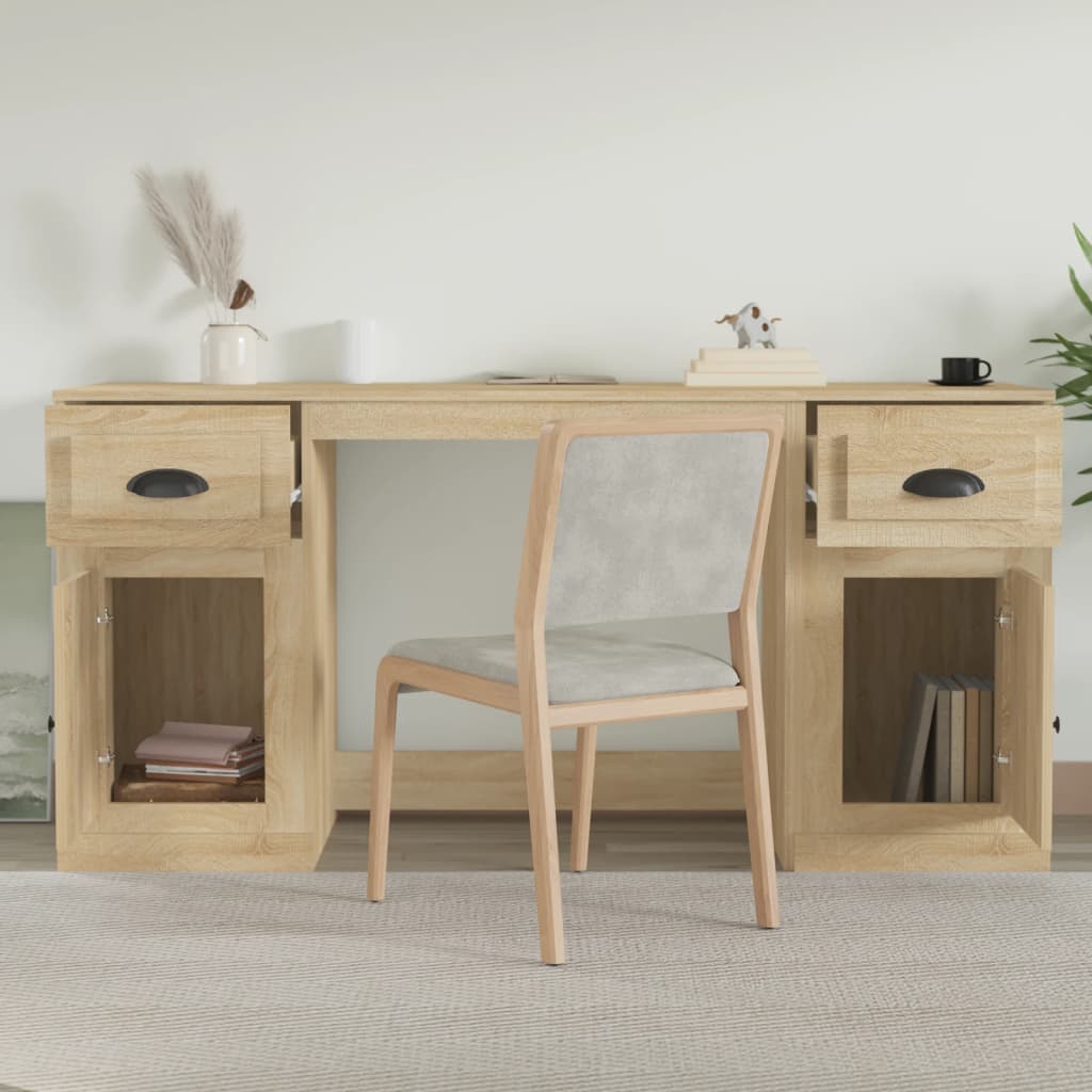 vidaXL sonoma-tölgy színű szerelt fa íróasztal szekrénnyel