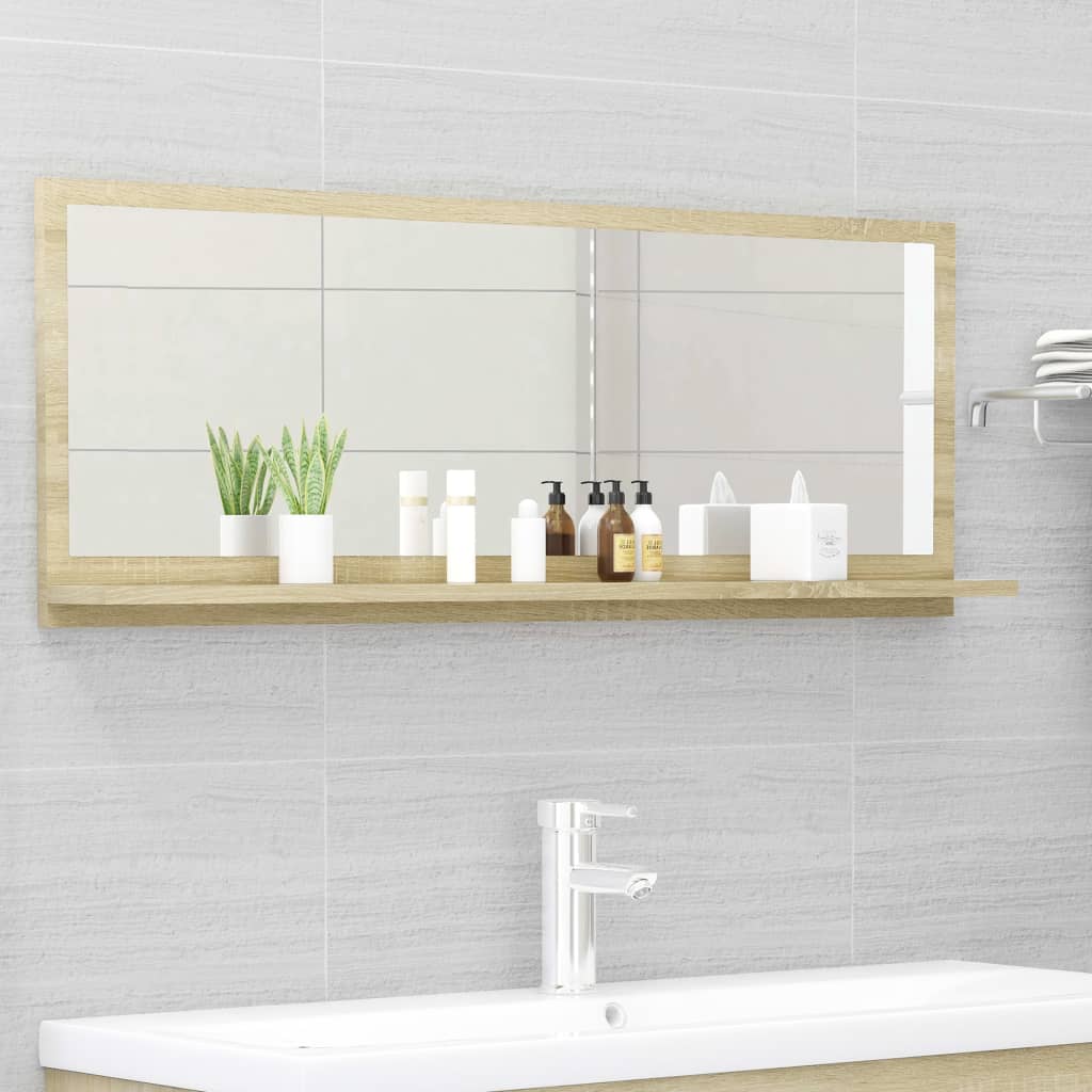 vidaXL sonoma-tölgy színű forgácslap fürdőszobai tükör 100x10,5x37 cm