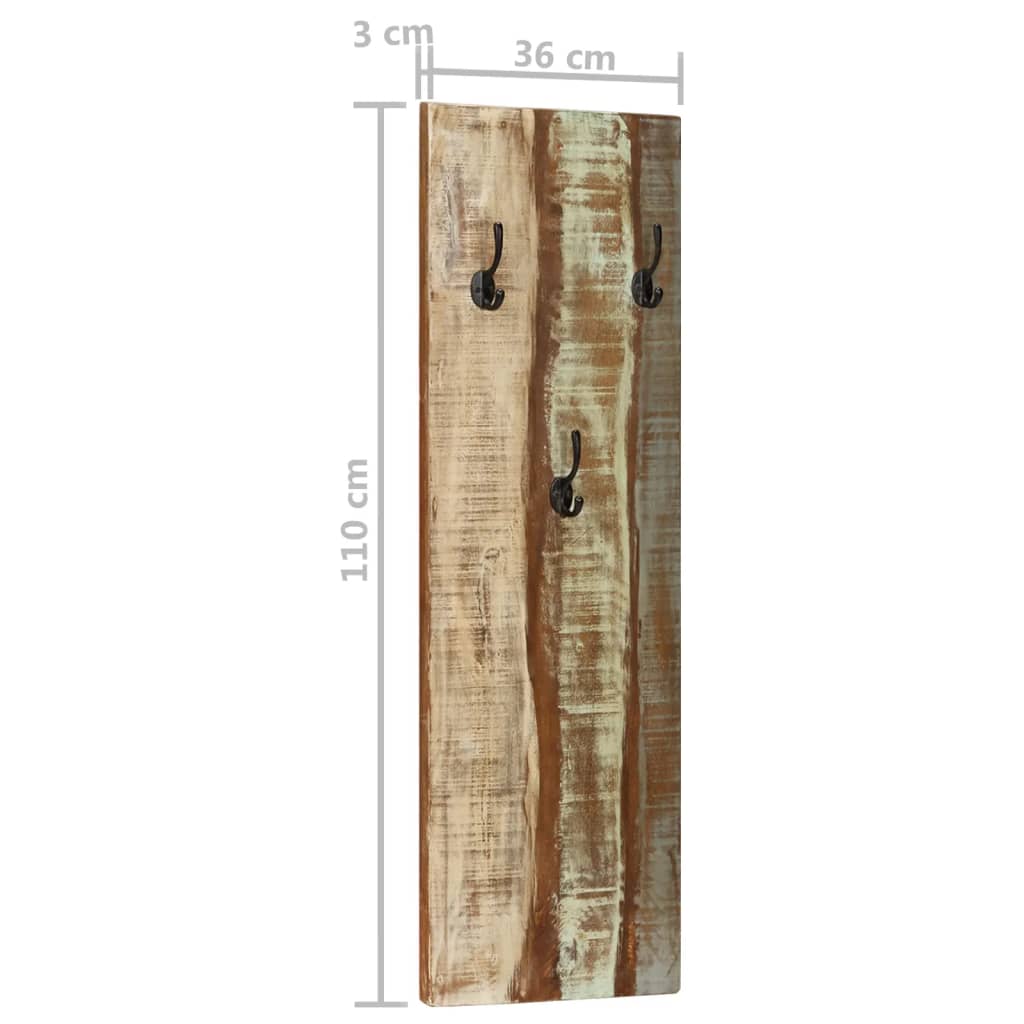 vidaXL 2 db tömör újrahasznosított fa fali fogas 36 x 3 x 110 cm