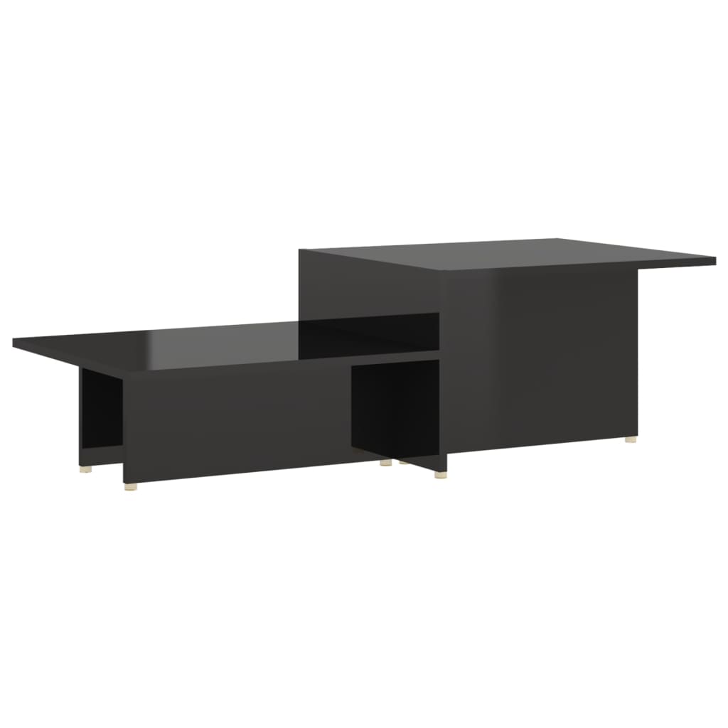vidaXL magasfényű fekete forgácslap dohányzóasztal 111,5 x 50 x 33 cm