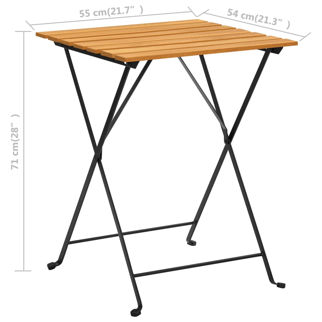 vidaXL tömör akácfa bisztróasztal 55 x 54 x 71 cm