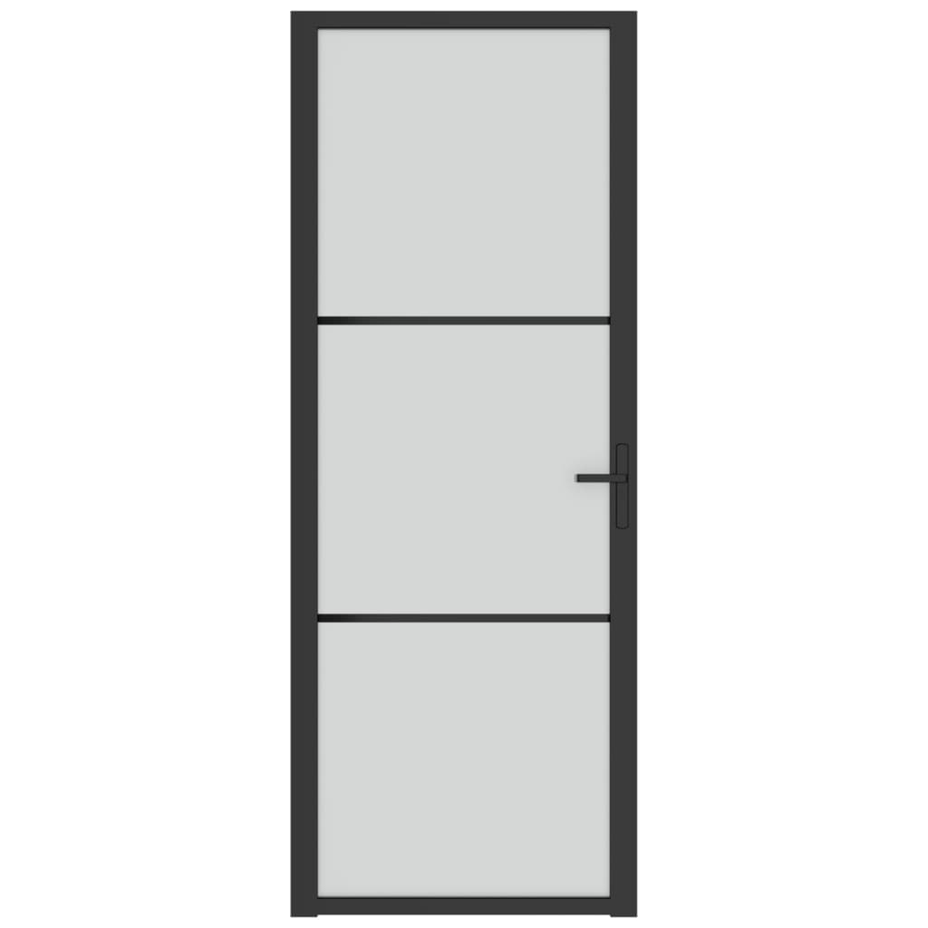 vidaXL fekete matt üveg és alumínium beltéri ajtó 76 x 201,5 cm