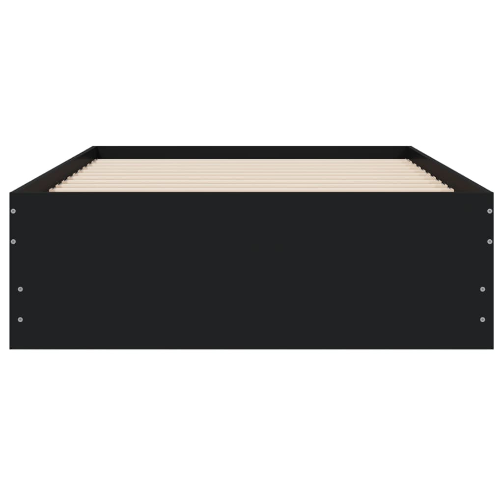 vidaXL fekete szerelt fa ágykeret fiókokkal 75x190 cm