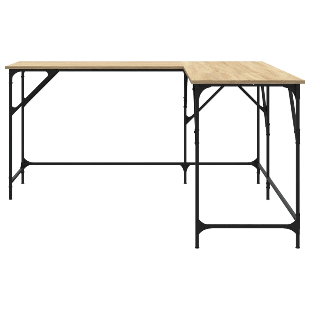 vidaXL sonoma-tölgyszínű szerelt fa íróasztal 149x149x75 cm