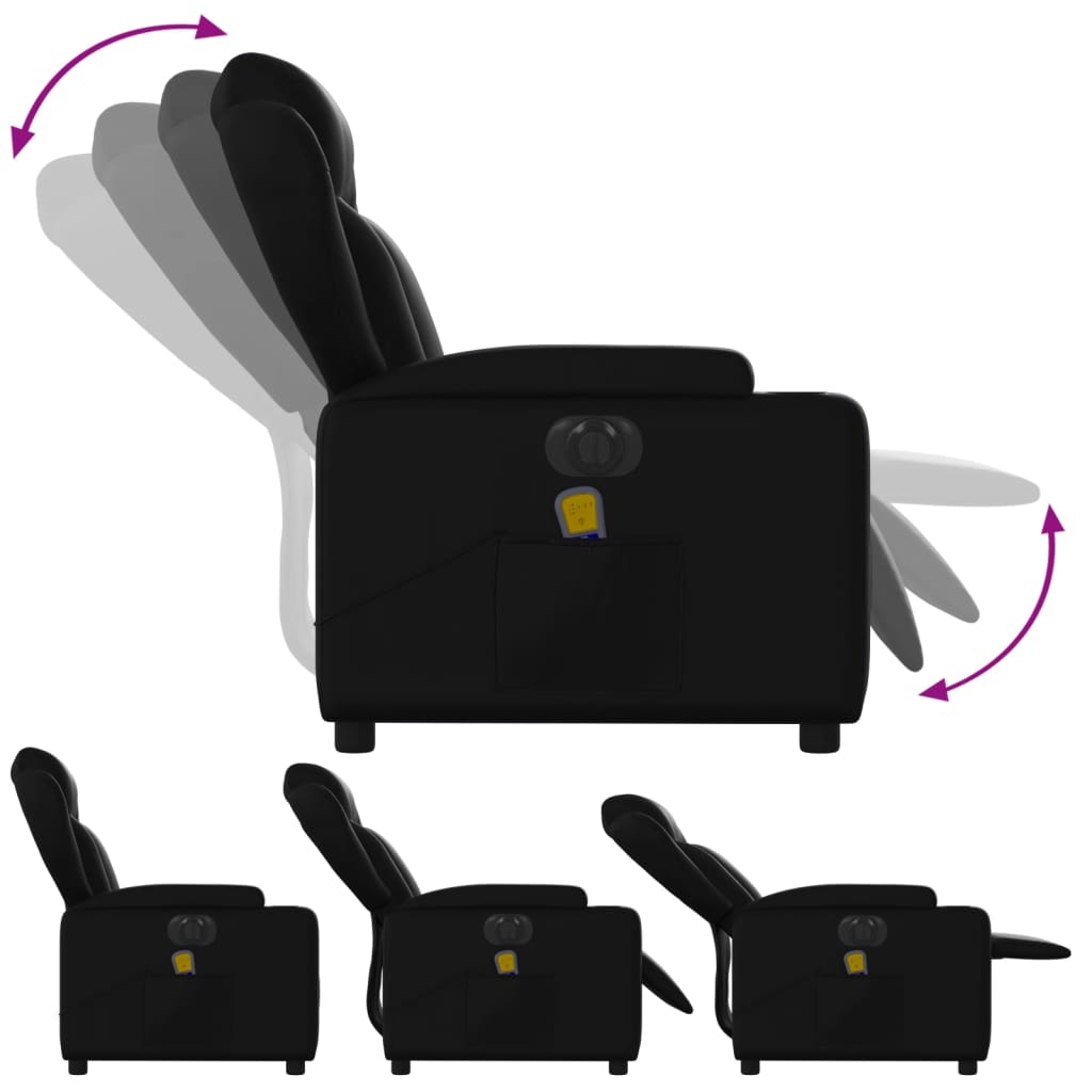 vidaXL fekete műbőr elektromos dönthető masszázsfotel