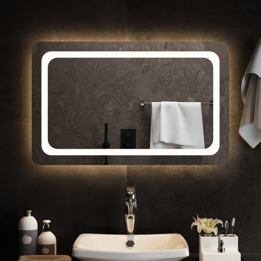 vidaXL LED-es fürdőszobatükör 80 x 50 cm
