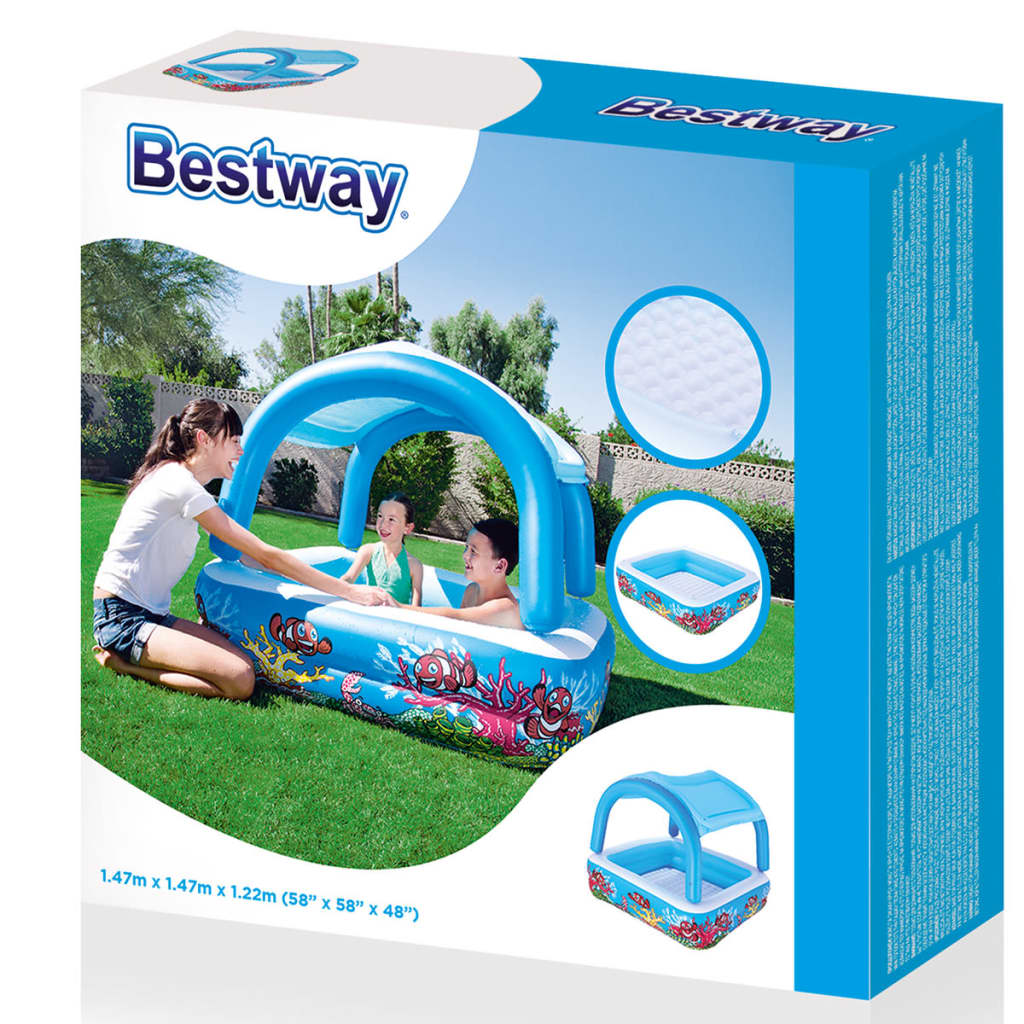 Bestway 52192 kék színű védőtetős gyerekmedence 140 x 140 x 114 cm