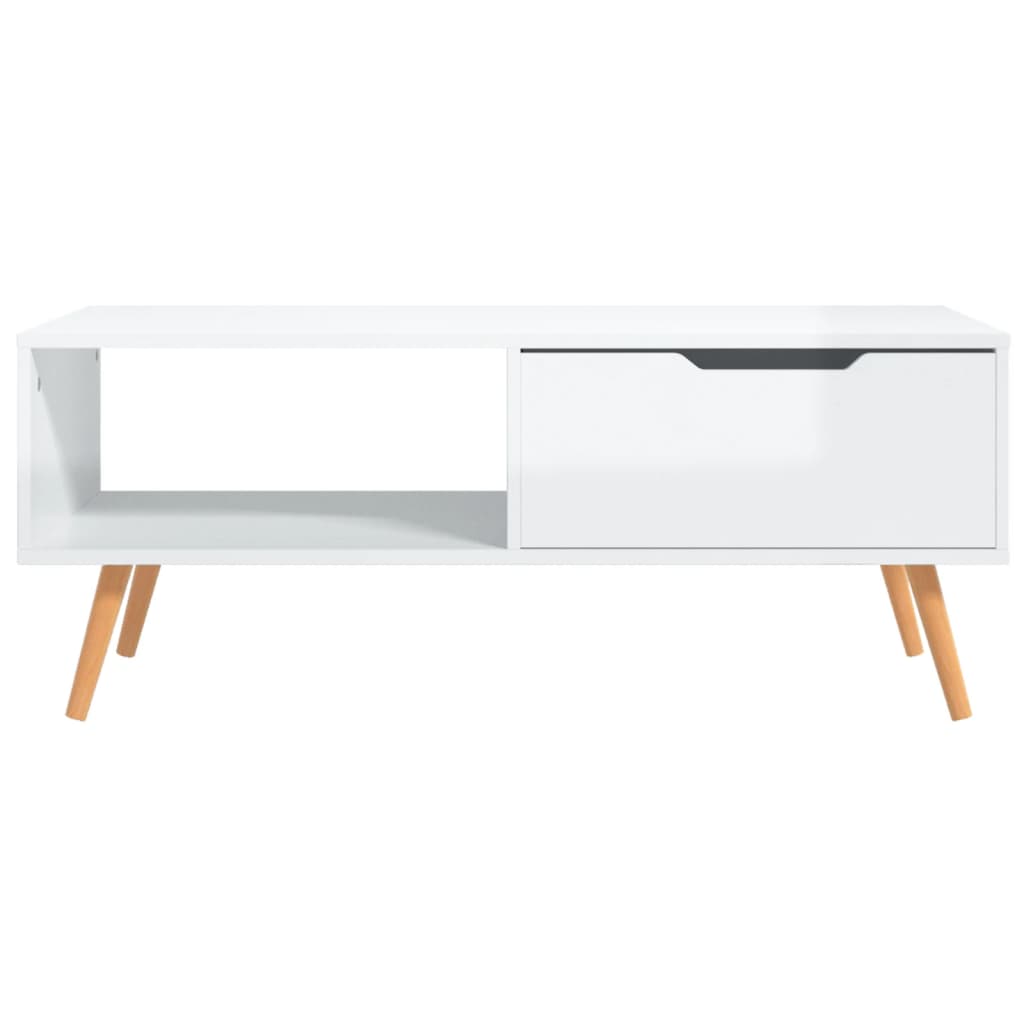 vidaXL magasfényű fehér forgácslap dohányzóasztal 100 x 49,5 x 43 cm