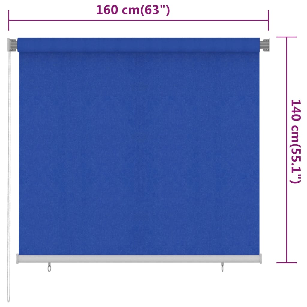 vidaXL kék kültéri HDPE roló 160 x 140 cm