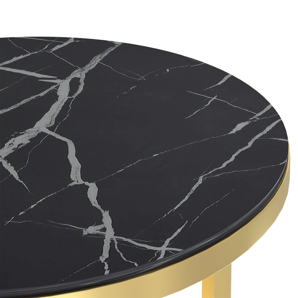 vidaXL arany és fekete márvány edzett üveg kisasztal 45 cm