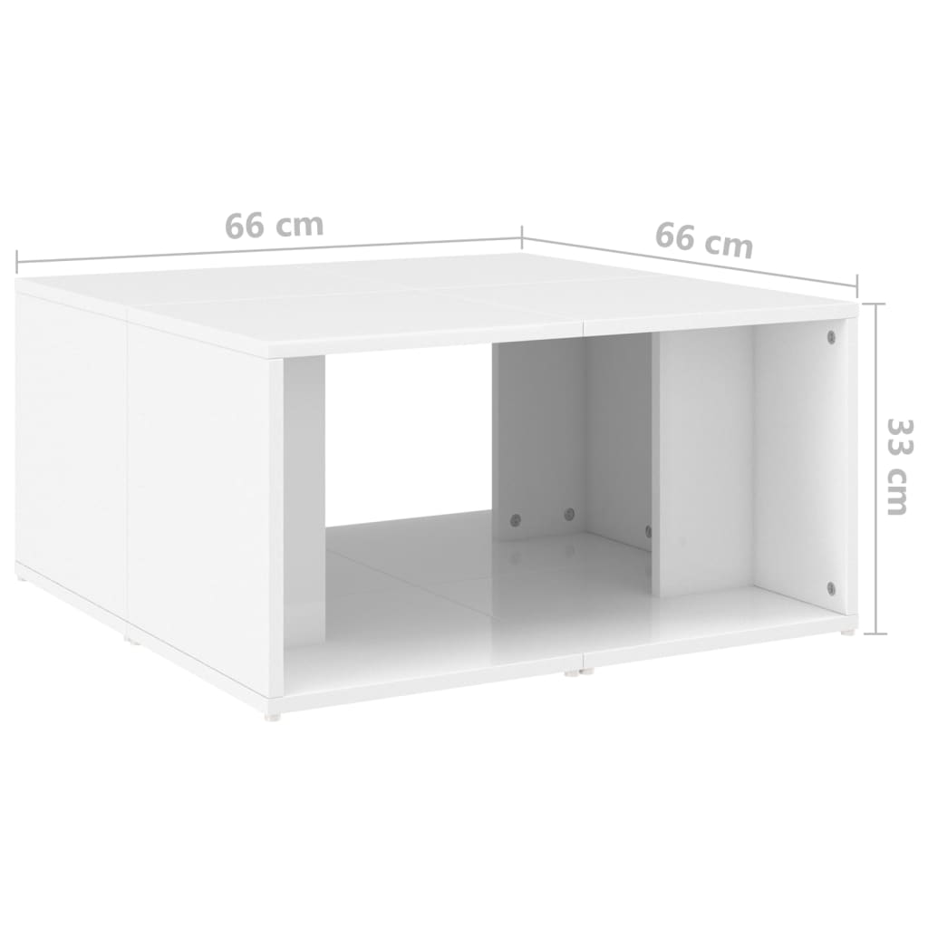 vidaXL 4 db magasfényű fehér forgácslap dohányzóasztal 33 x 33 x 33 cm