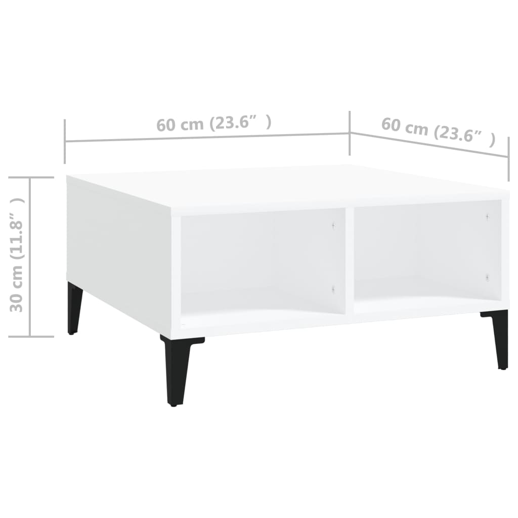vidaXL fehér forgácslap dohányzóasztal 60 x 60 x 30 cm