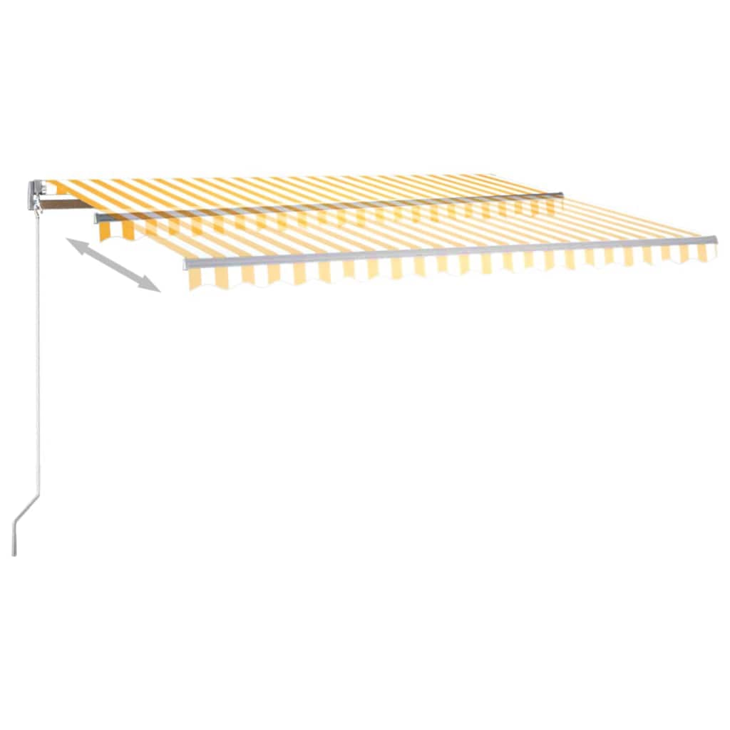 vidaXL sárga-fehér szélérzékelős és LED-es napellenző 400x350 cm