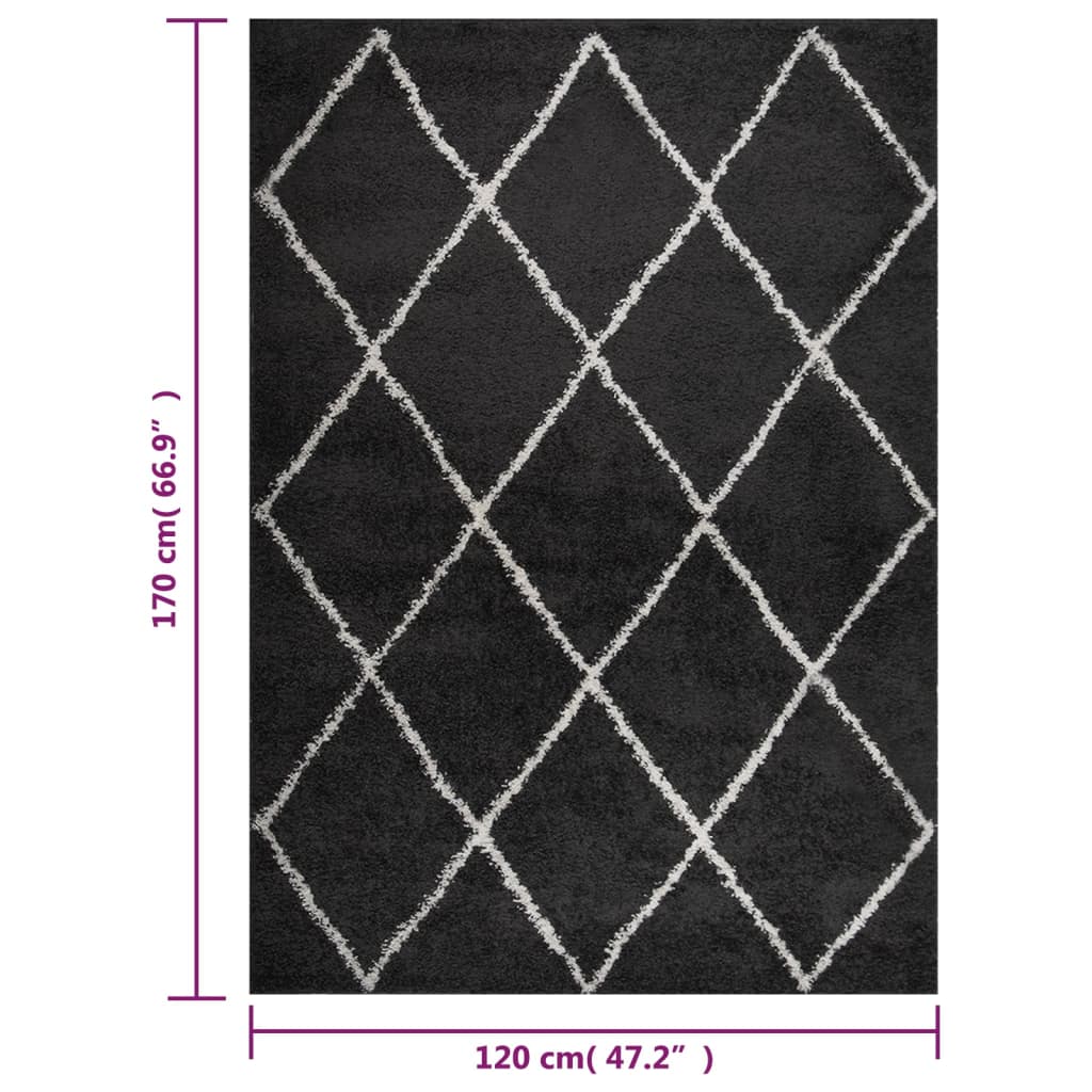 vidaXL krém és antracitszürke színű hosszú szálú szőnyeg 120 x 170 cm