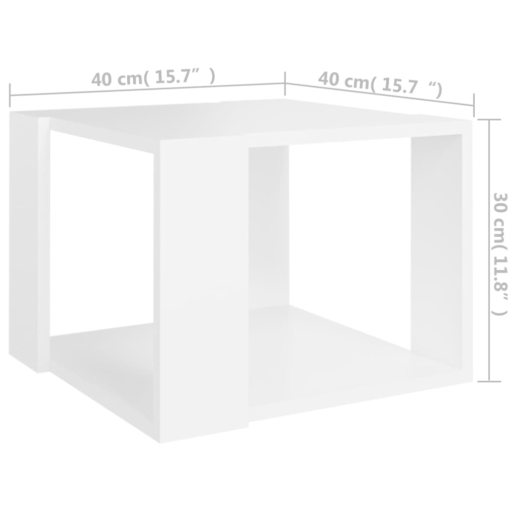 vidaXL fehér szerelt fa dohányzóasztal 40 x 40 x 30 cm