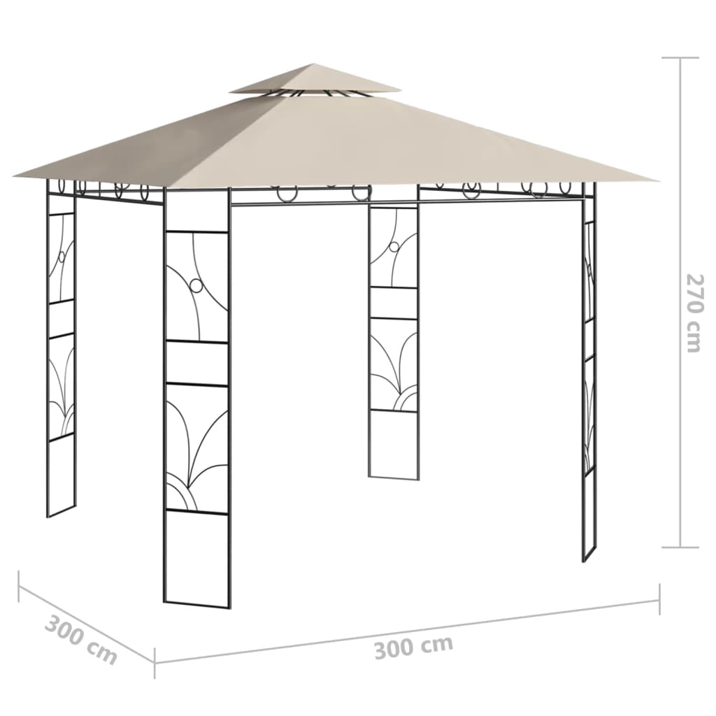 vidaXL krémszínű pavilon 3 x 3 x 2,7 m 160 g/m²