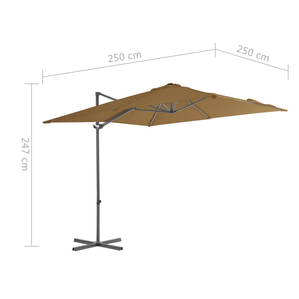 vidaXL tópszínű konzolos napernyő acélrúddal 250 x 250 cm