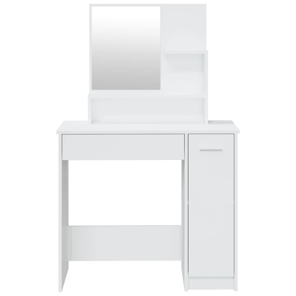 vidaXL magasfényű fehér fésülködőasztal tükörrel 86,5 x 35 x 136 cm