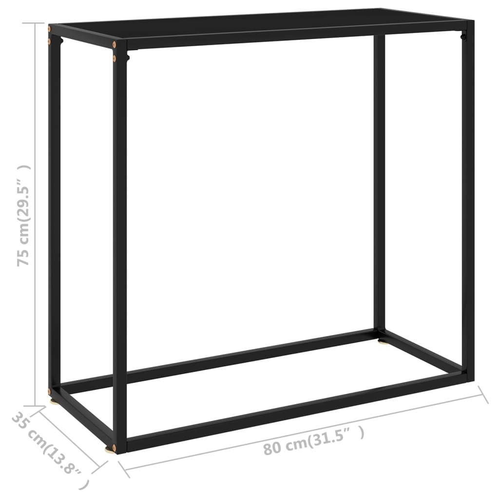 vidaXL fekete edzett üveg tálalóasztal 80 x 35 x 75 cm
