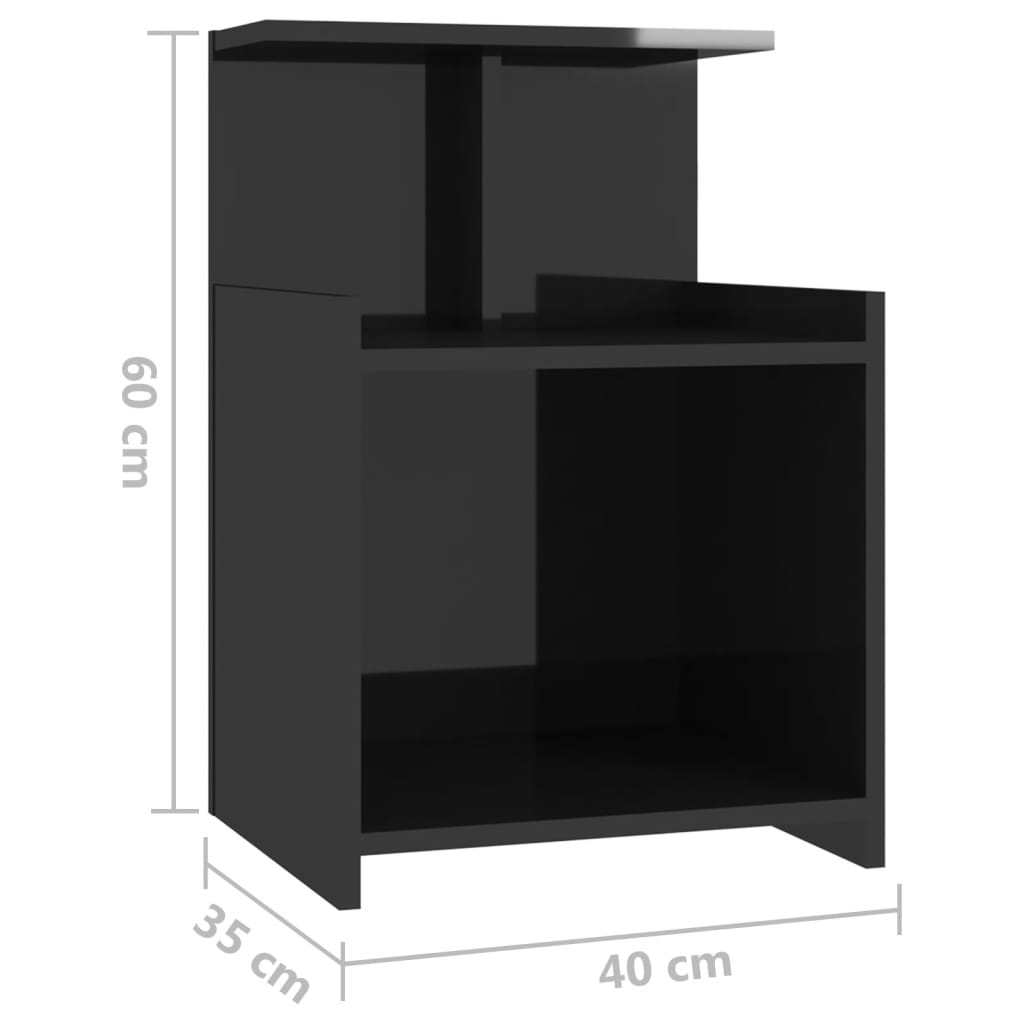 vidaXL magasfényű fekete forgácslap éjjeliszekrény 40 x 35 x 60 cm