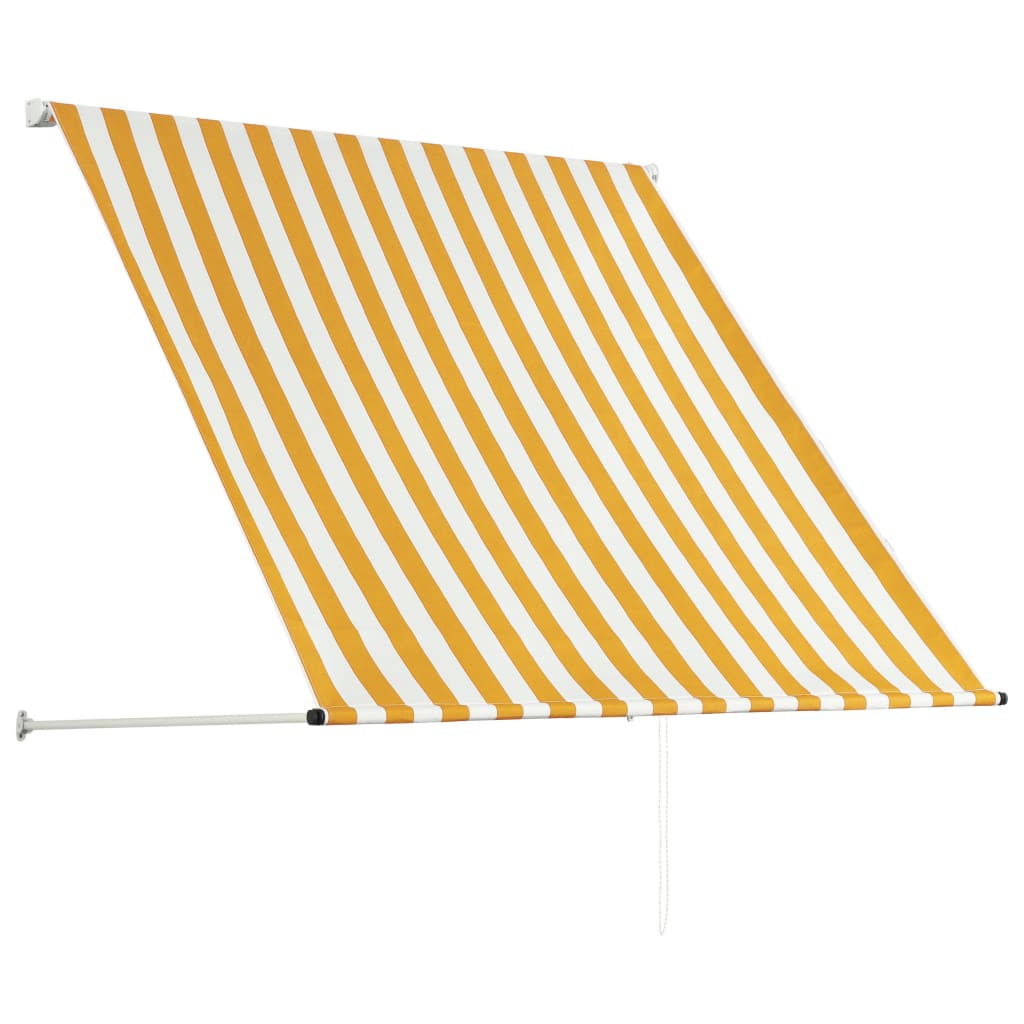 vidaXL feltekerhető sárga és fehér napellenző 150 x 150 cm