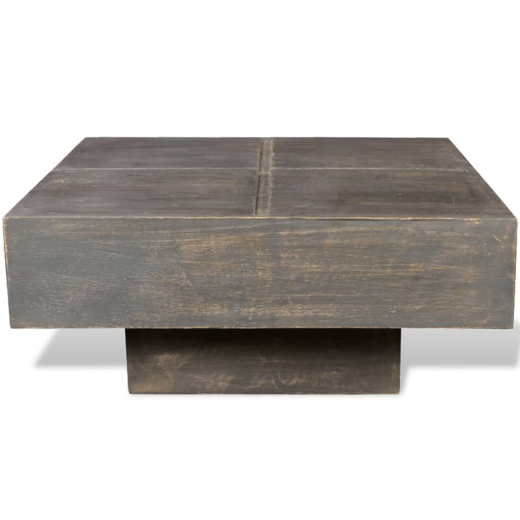 vidaXL sötétbarna, négyzet alakú tömör mangófa dohányzóasztal