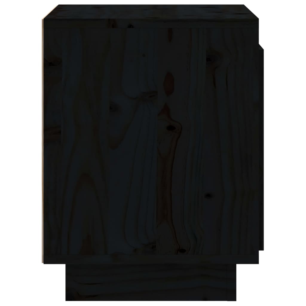 vidaXL 2 db fekete tömör fenyőfa éjjeliszekrény 40 x 30 x 40 cm