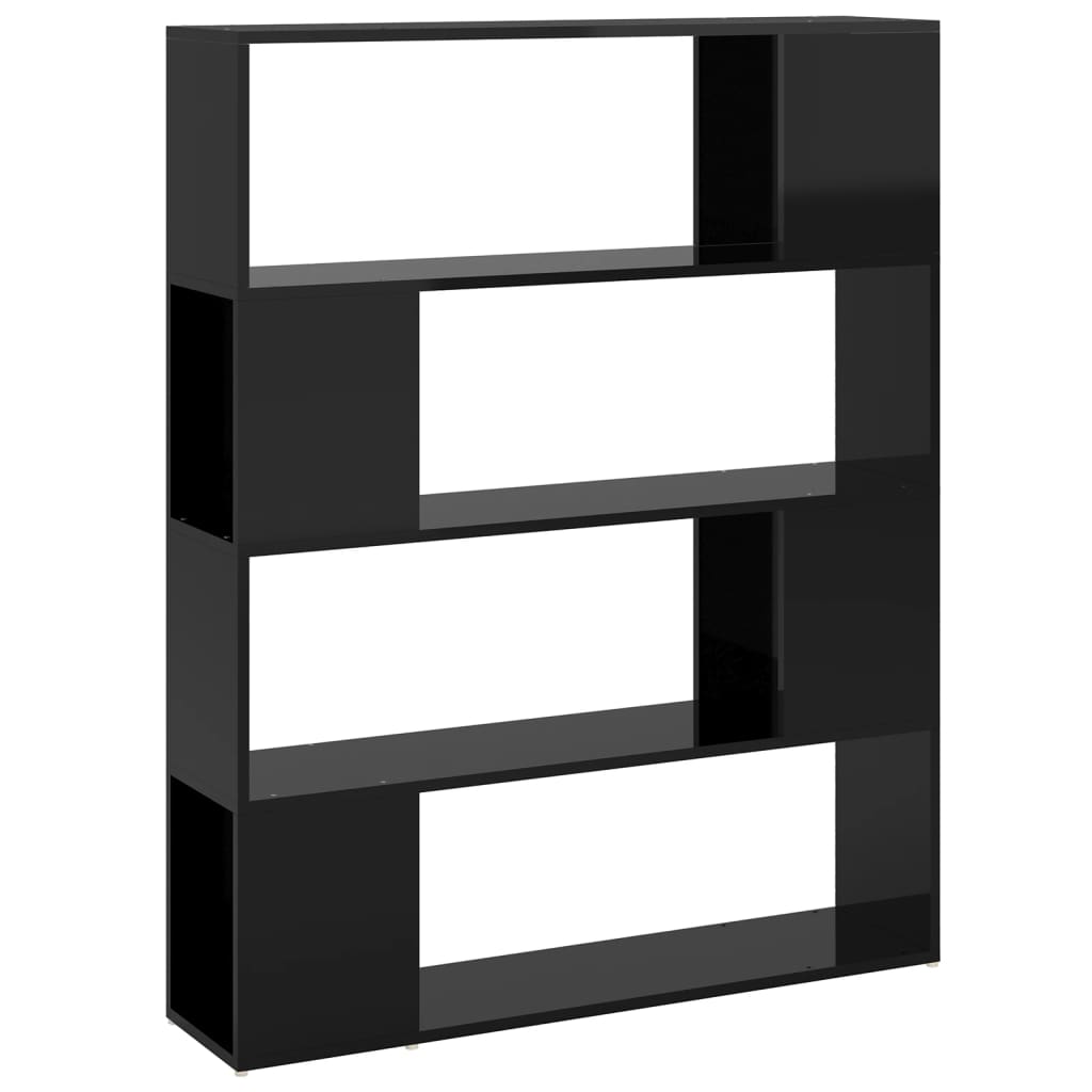 vidaXL magasfényű fekete térelválasztó könyvszekrény 100 x 24 x 124 cm