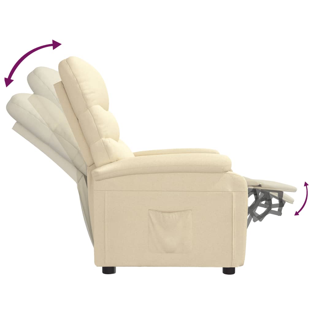 vidaXL krémszínű szövet dönthető fotel