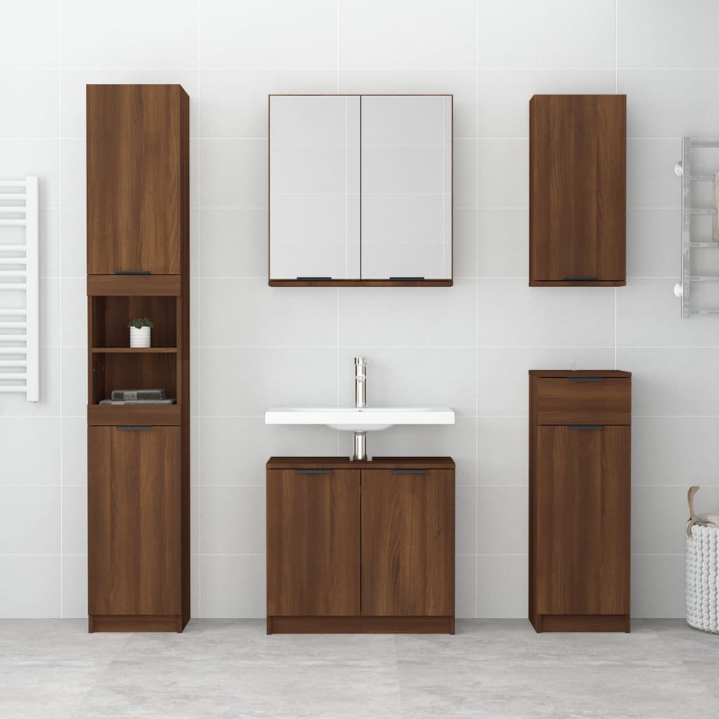 vidaXL barna tölgyszínű tükrös fürdőszobaszekrény 64 x 20 x 67 cm