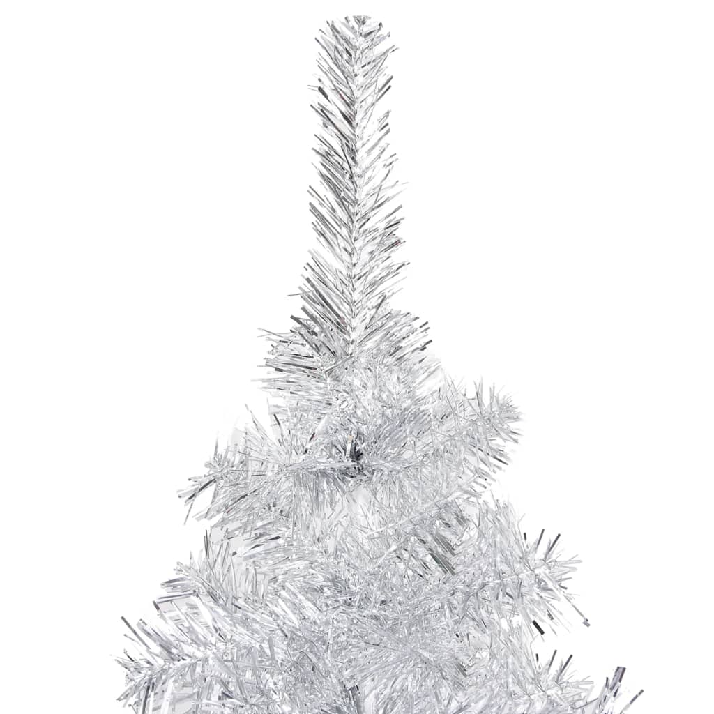 vidaXL ezüstszínű PET műkarácsonyfa LED fényekkel és talppal 120 cm