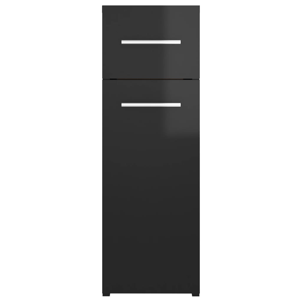 vidaXL magasfényű fekete forgácslap patikaszekrény 20 x 45,5 x 60 cm